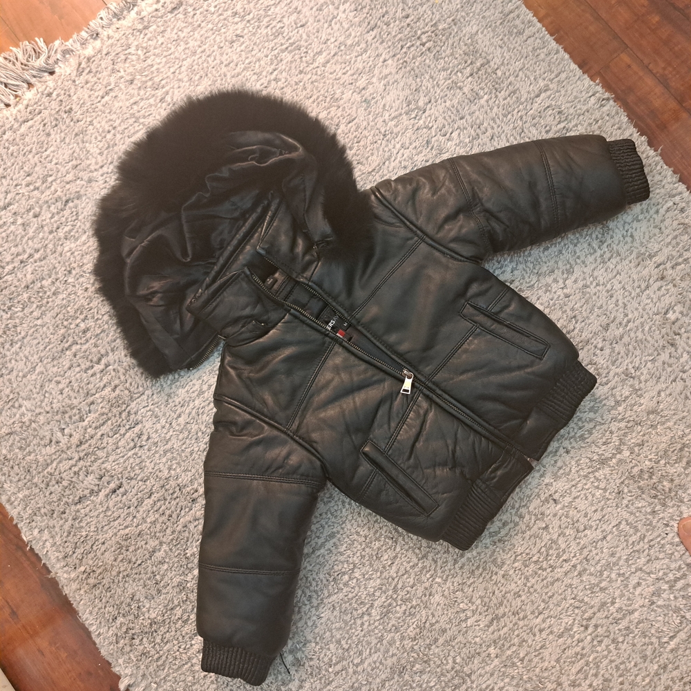 Black Puffer Jacket with Fur Hood